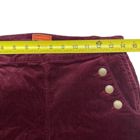 Mod Cloth Madison Corduroy Burgundy Wide Leg Pants Size Small - Picture 12 of 15